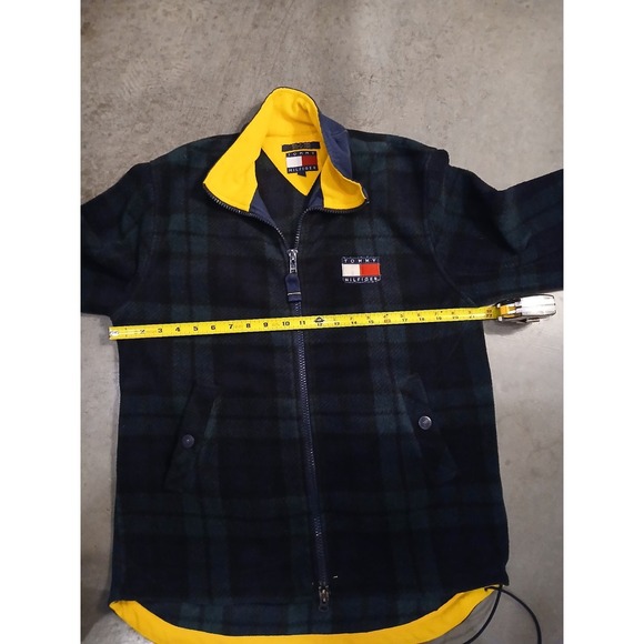Vtg 90s Tommy Hilfiger Check Fleece Jacket Men's Size S Full Zip Plaid Green - Picture 5 of 9